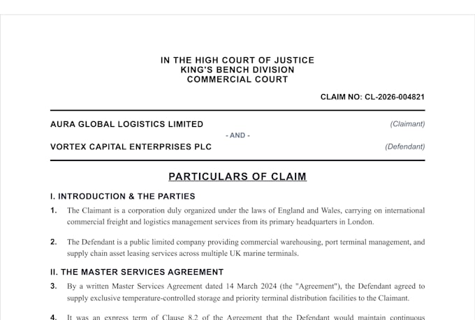 draft civil litigation pleadings, statements of case and court documents